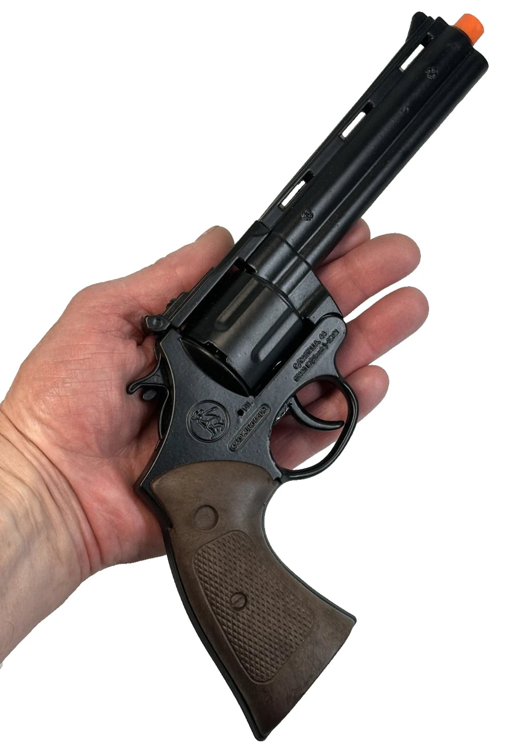 TOY Colt Python BLACK 357 MAGNUM Zombie Diecast Metal 12 Shot Ring CAP GUN Spain 123/6