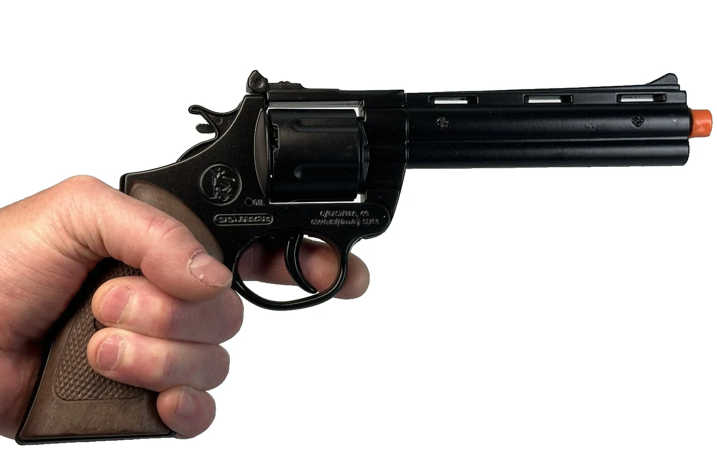 TOY Colt Python BLACK 357 MAGNUM Zombie Diecast Metal 12 Shot Ring CAP GUN Spain 123/6