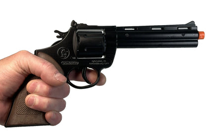 TOY Colt Python BLACK 357 MAGNUM Zombie Diecast Metal 12 Shot Ring CAP GUN Spain 123/6