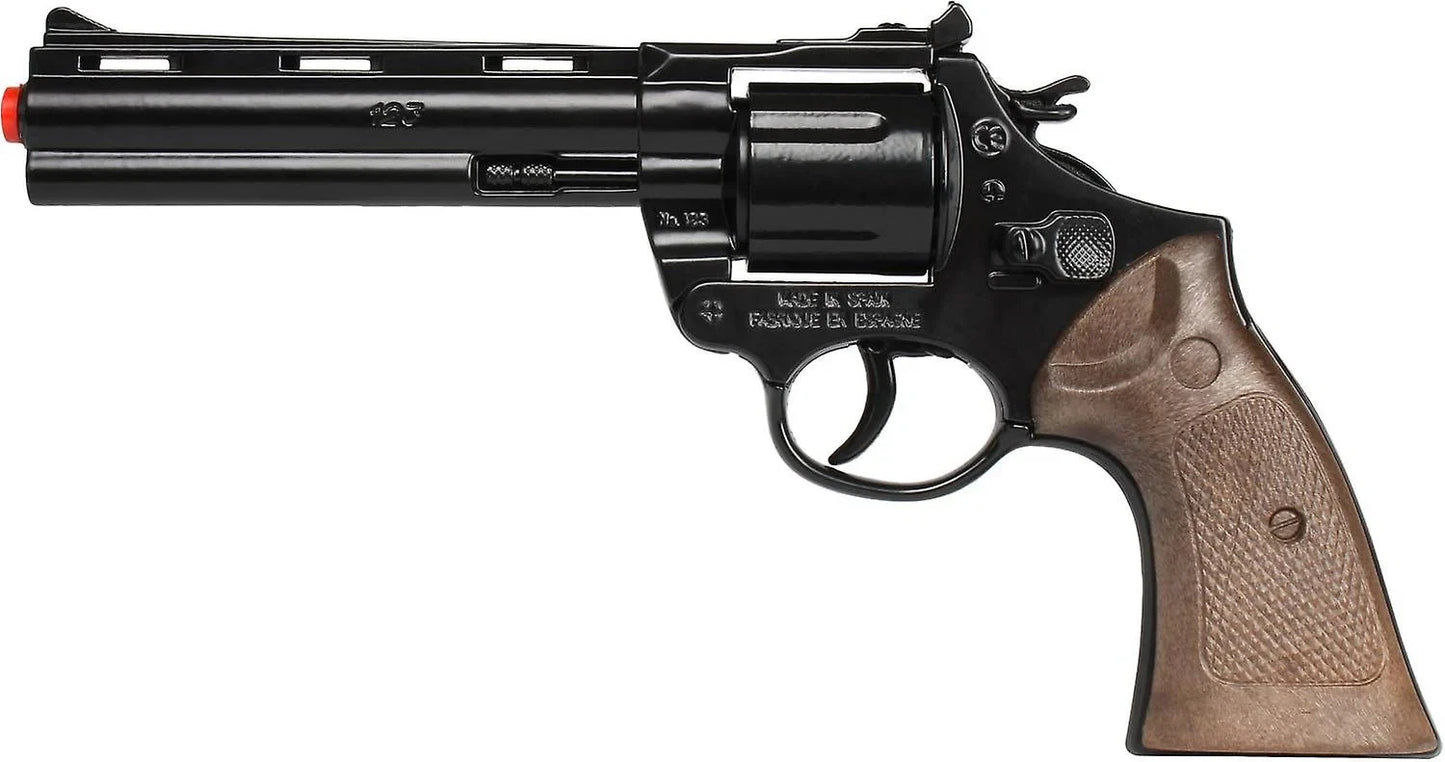 TOY Colt Python BLACK 357 MAGNUM Zombie Diecast Metal 12 Shot Ring CAP GUN Spain 123/6