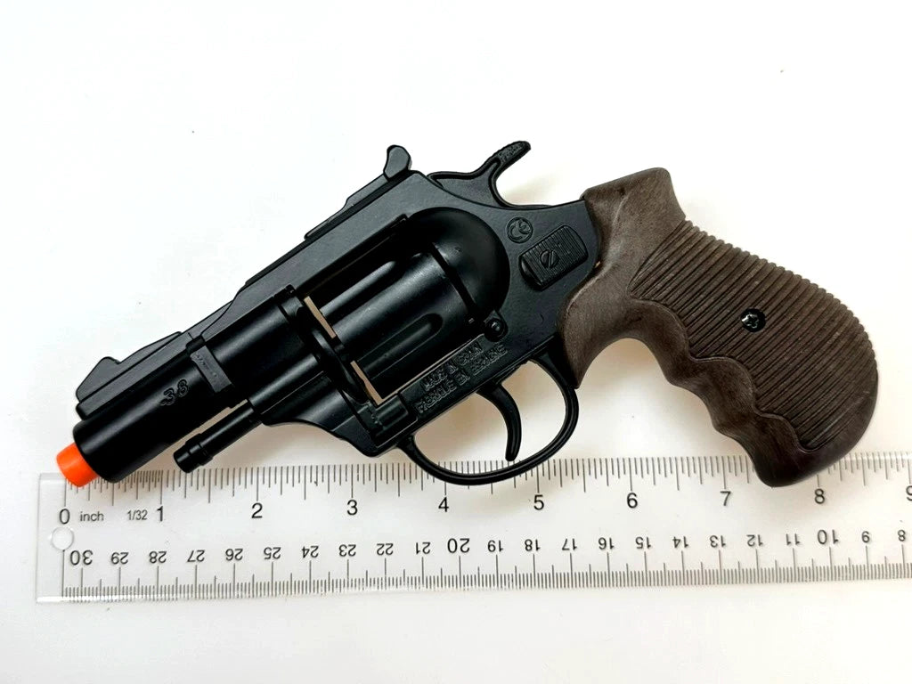 TOY 38 MAGNUM Snub Nose Diecast Metal Ring Cap Gun Revolver Capgun Police Spain (38/6)