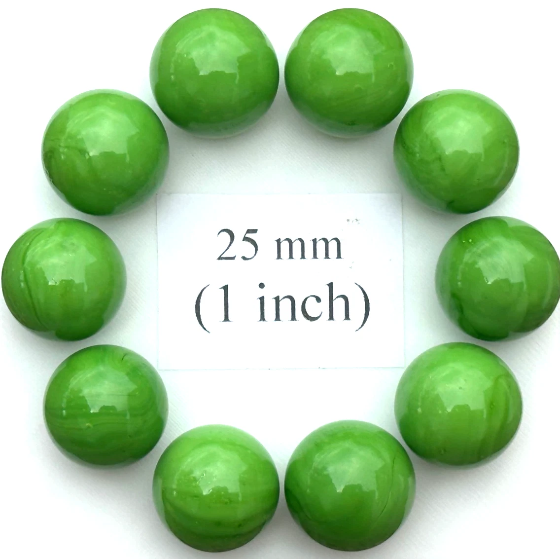 GREEN Glass Marbles 25mm (1 inch) SHOOTER Taw Lot