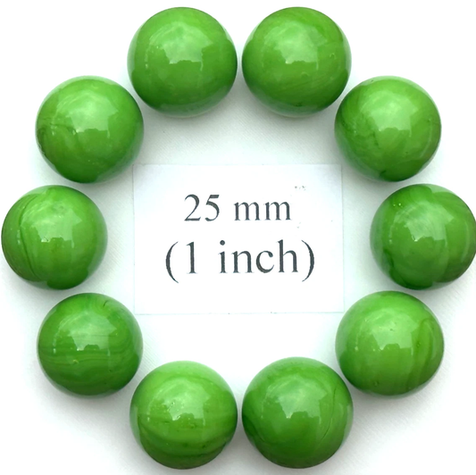 GREEN Glass Marbles 25mm (1 inch) SHOOTER Taw Lot