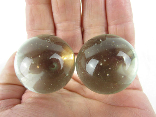 2 Boulders 35mm ICE CLEAR Glass Marbles