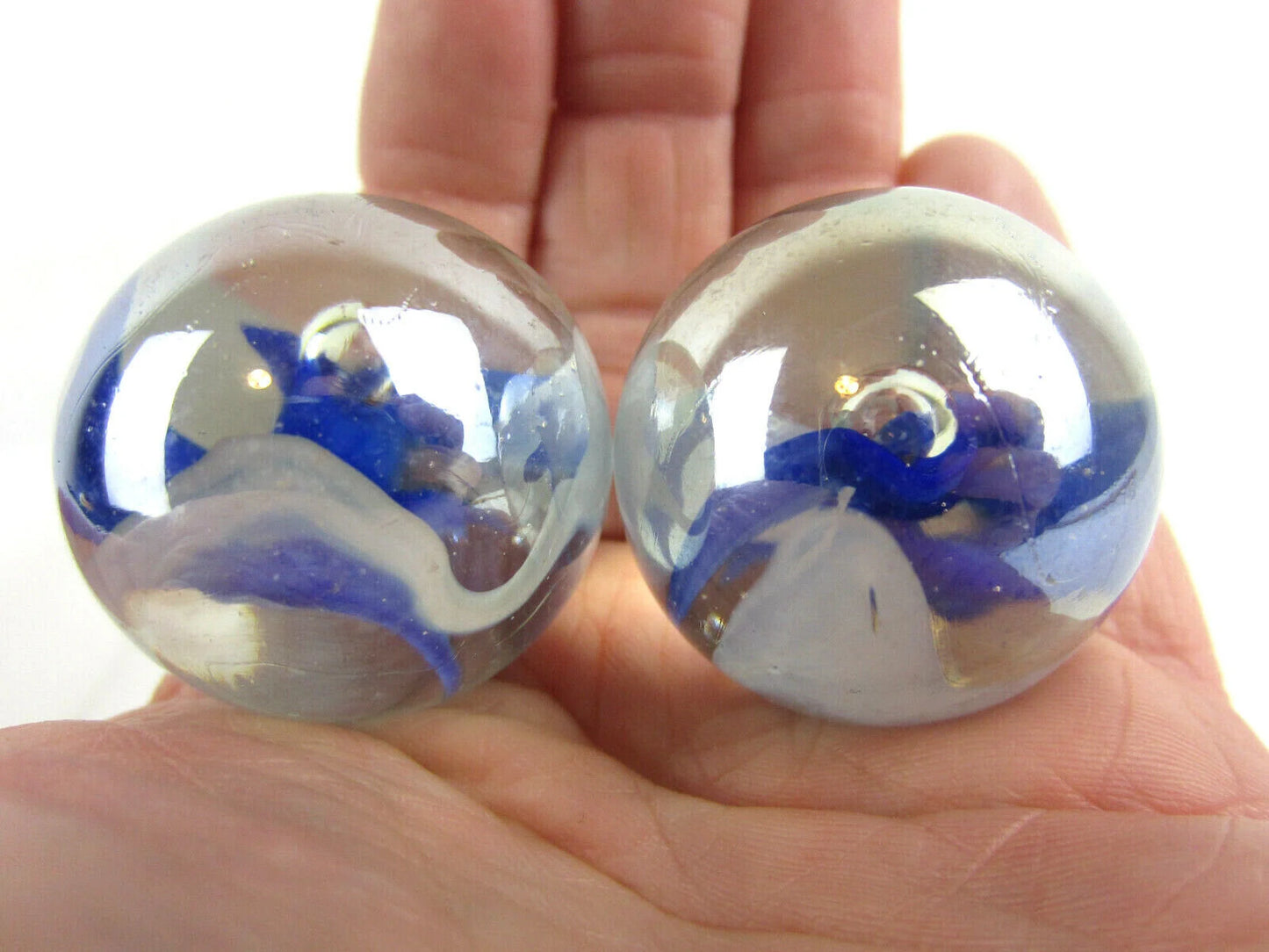 2 Boulders 35mm ARCTIC Clear Glass Marbles