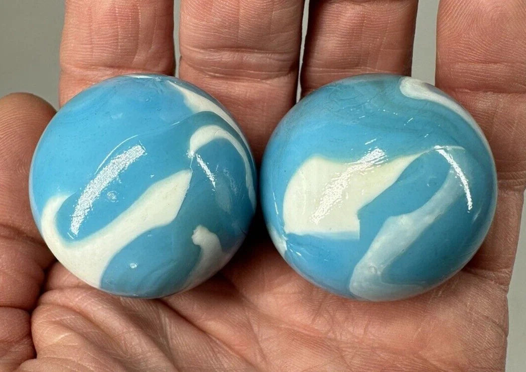 2 BOULDERS 35mm  NEPTUNE Glass Marbles