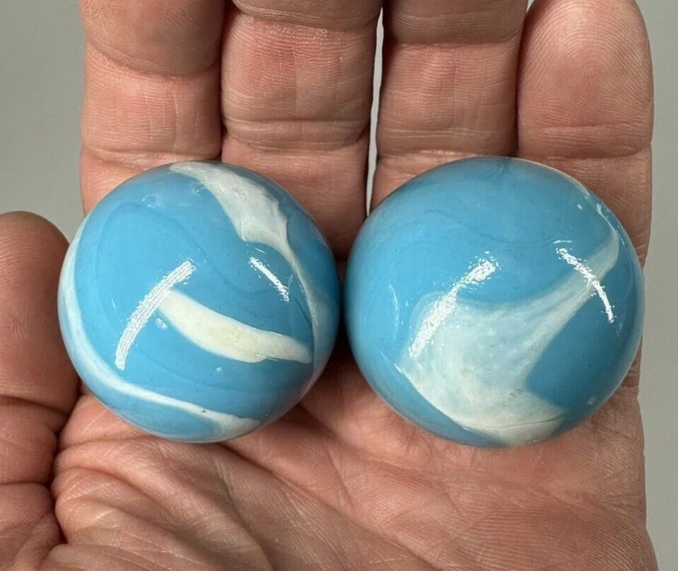 2 BOULDERS 35mm  NEPTUNE Glass Marbles