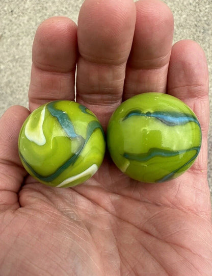 2 BOULDERS 35mm MERMAID Glass Marbles