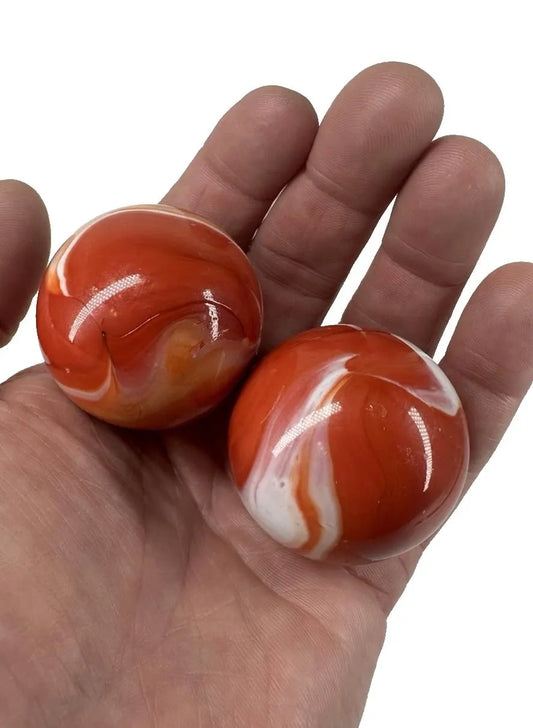 2 MAMMOTH 42mm CARROT Glass Marbles