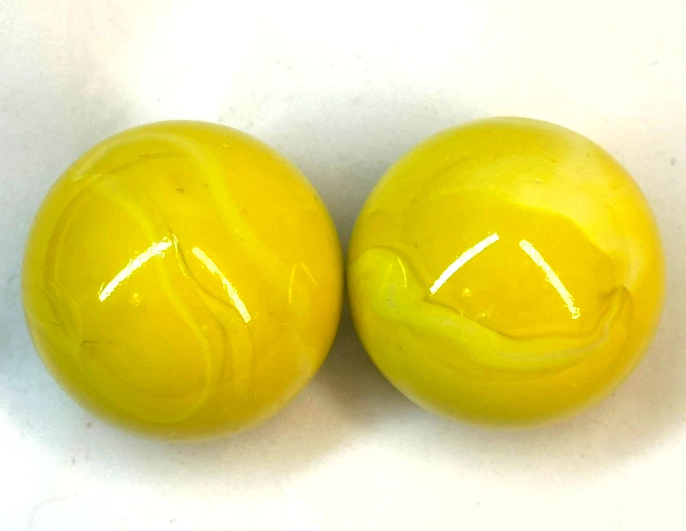 2 BOULDERS 35mm LEMON SORBET Glass Marbles
