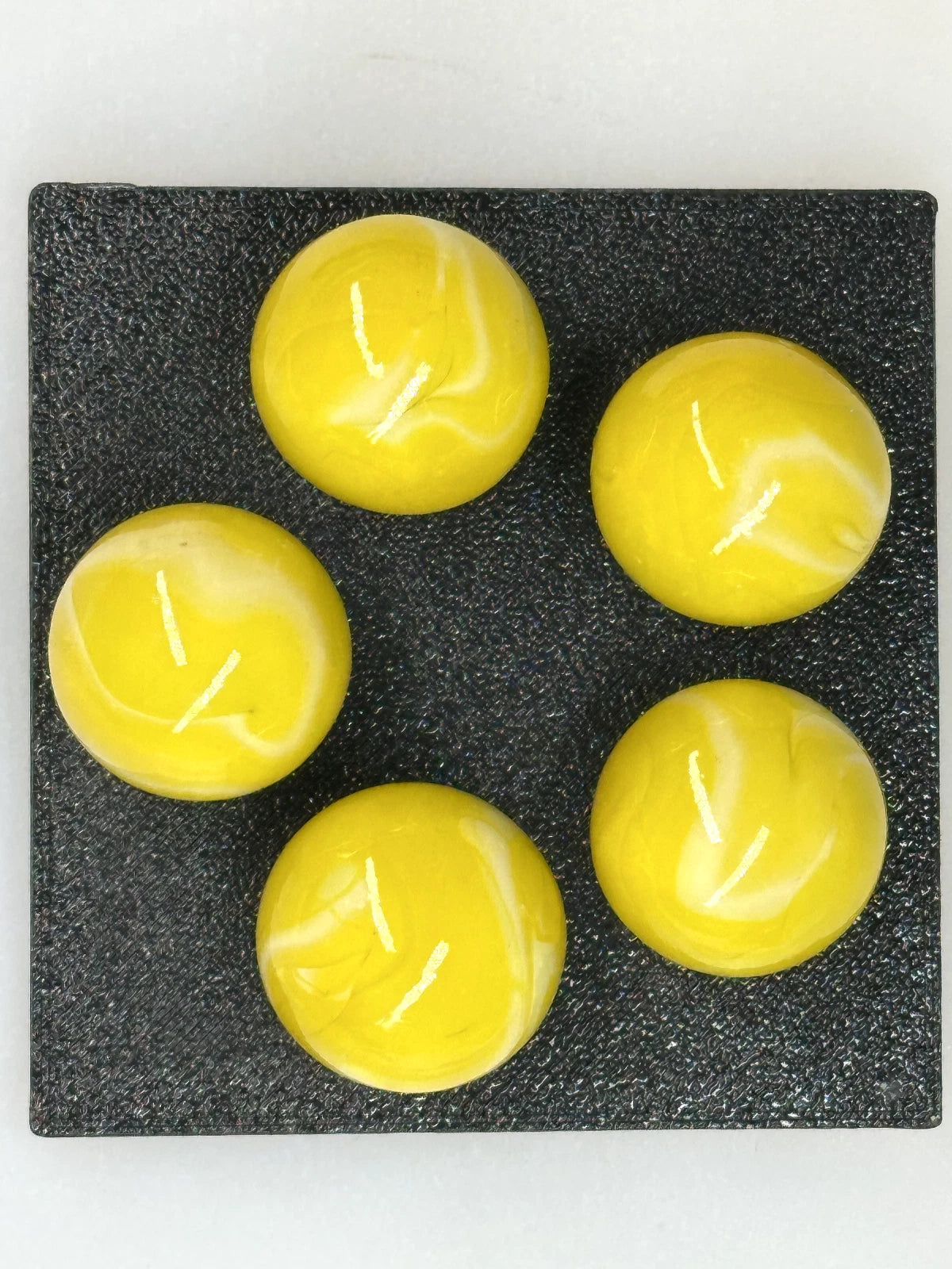 (Lot of 5) LEMON SORBET Yellow/White Swirl  Glass Marbles 22mm (7/8 inch) SHOOTER Taw Lot (Copy)