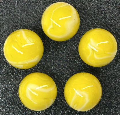 (Lot of 5) LEMON SORBET Yellow/White Swirl  Glass Marbles 22mm (7/8 inch) SHOOTER Taw Lot (Copy)