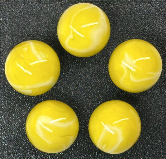 (Lot of 5) LEMON SORBET Yellow/White Swirl  Glass Marbles 22mm (7/8 inch) SHOOTER Taw Lot (Copy)