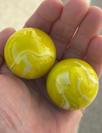 2 MAMMOTH 42mm LEMON SORBET Glass Marbles
