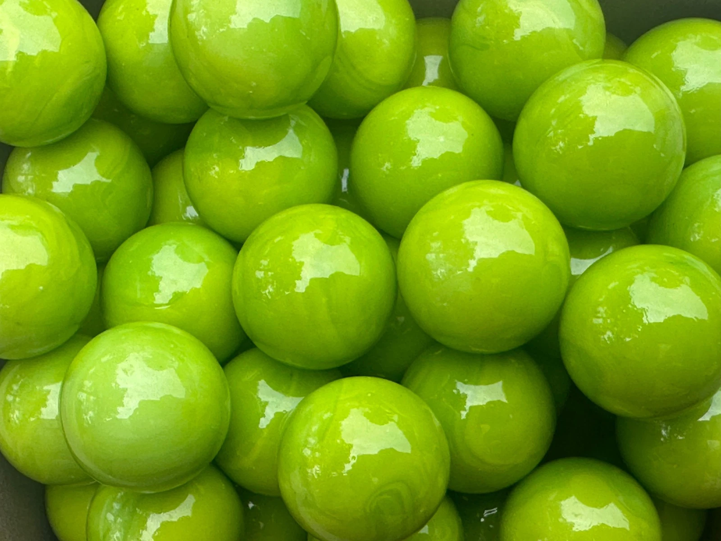 LIME GREEN Glass Marbles 25mm (1 inch) SHOOTER Taw Lot