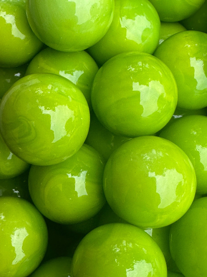 LIME GREEN Glass Marbles 25mm (1 inch) SHOOTER Taw Lot