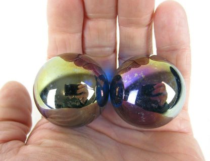 2 BOULDERS 35mm BLUE LUSTER Glass Marbles