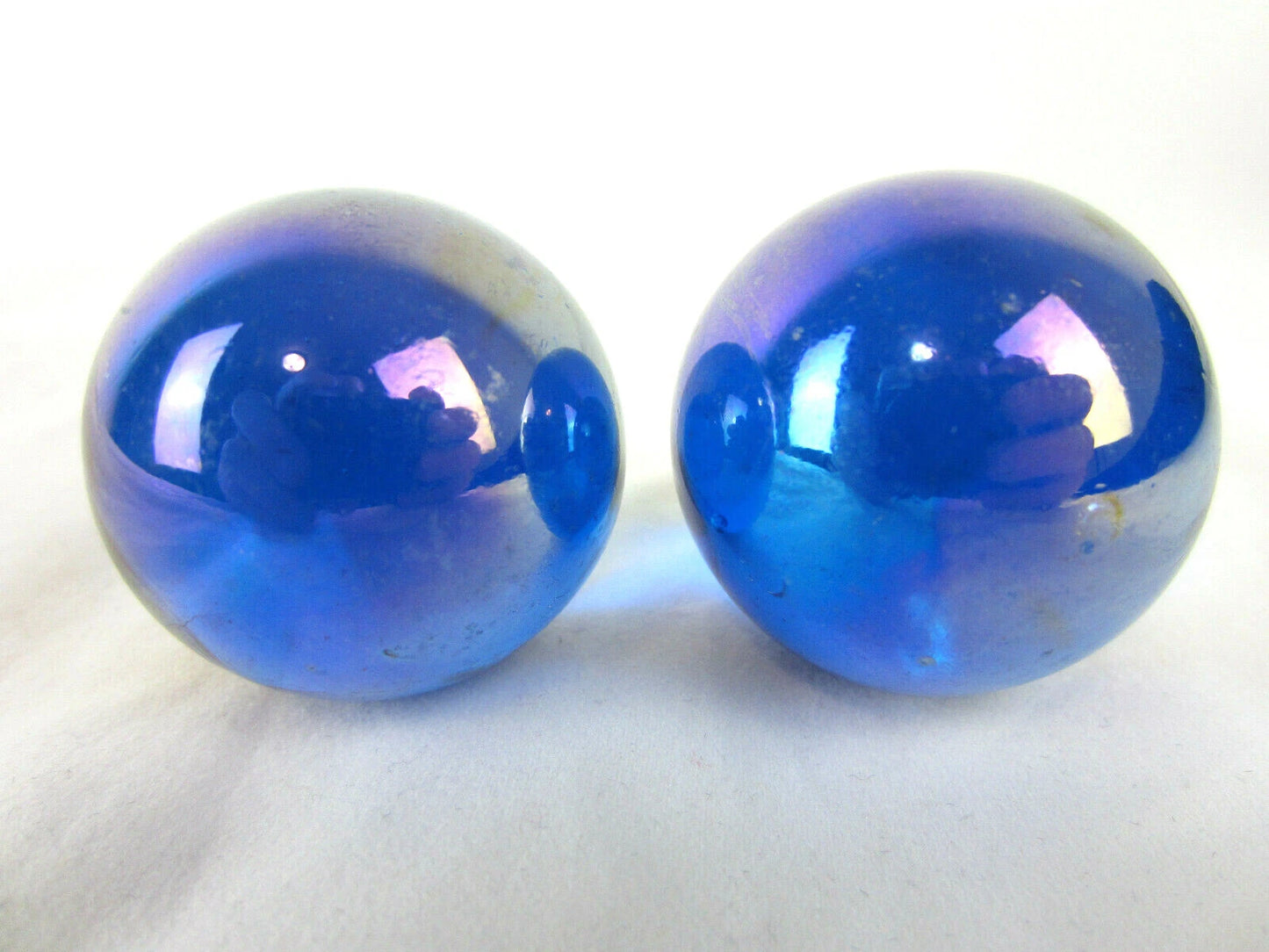 2 BOULDERS 35mm BLUE LUSTER Glass Marbles