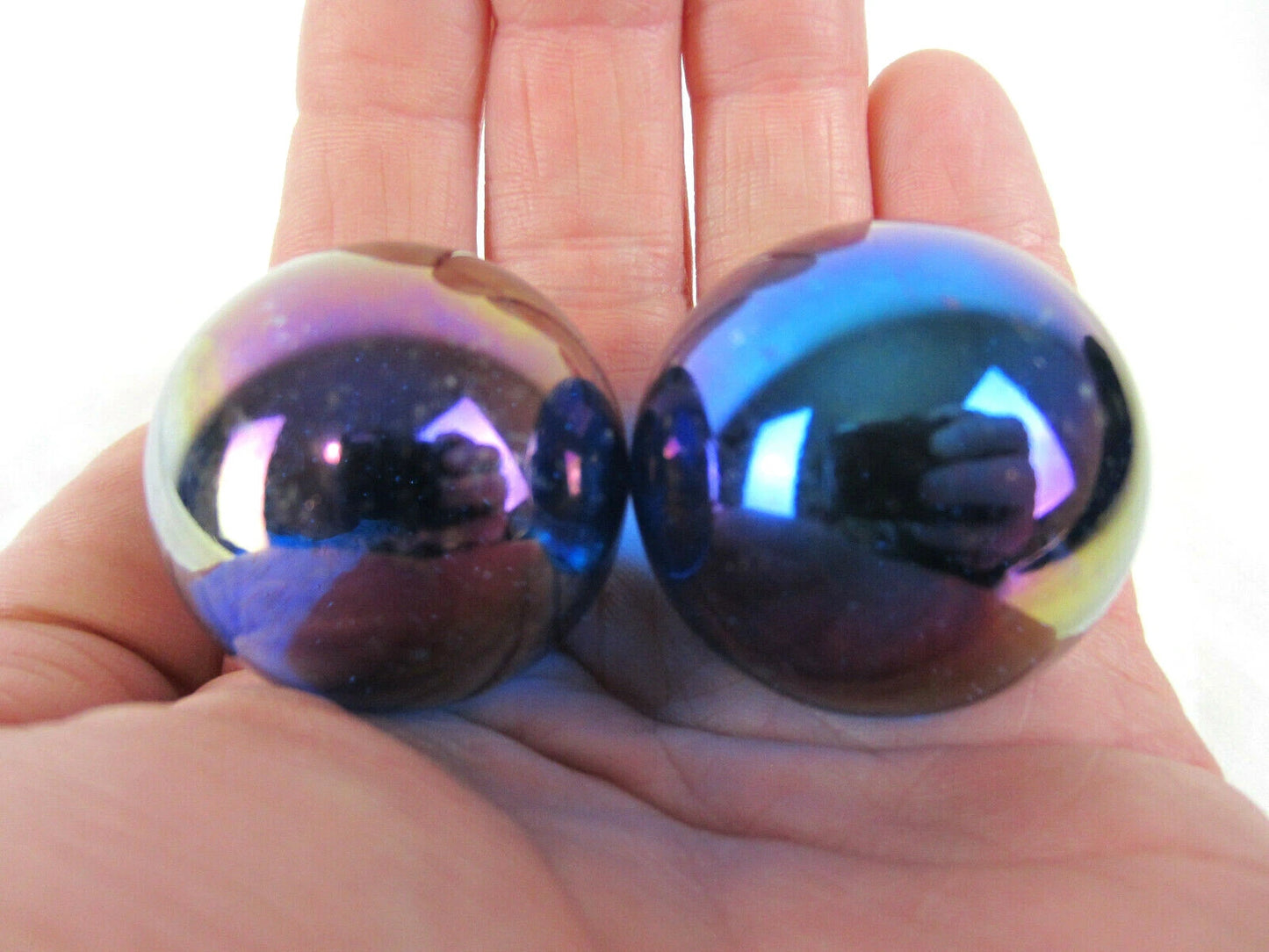 2 BOULDERS 35mm BLUE LUSTER Glass Marbles