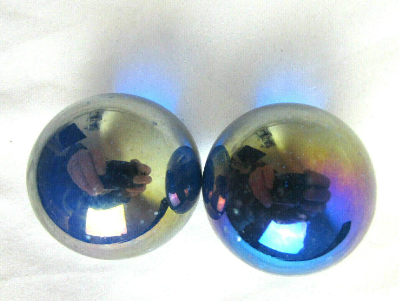 2 BOULDERS 35mm BLUE LUSTER Glass Marbles