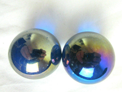 2 BOULDERS 35mm BLUE LUSTER Glass Marbles