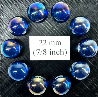 (Lot of 10) LUSTER BLUE Clear/Blue Iridescent Glass Marbles 22mm (7/8 inch) SHOOTER Taw Lot (Copy)