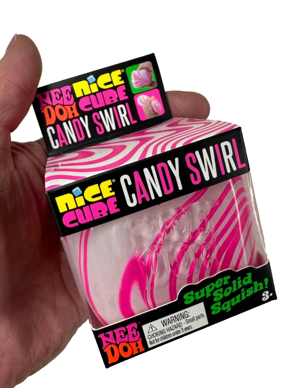 1 NeeDoh CANDY CANE SWIRL NICE CUBE Super Solid Squish Squishmas Squeeze Toy