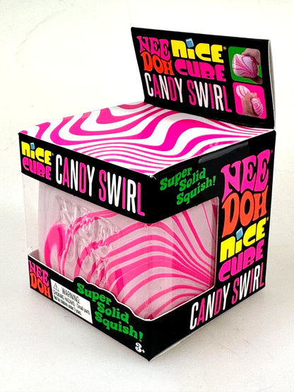 1 NeeDoh CANDY CANE SWIRL NICE CUBE Super Solid Squish Squishmas Squeeze Toy