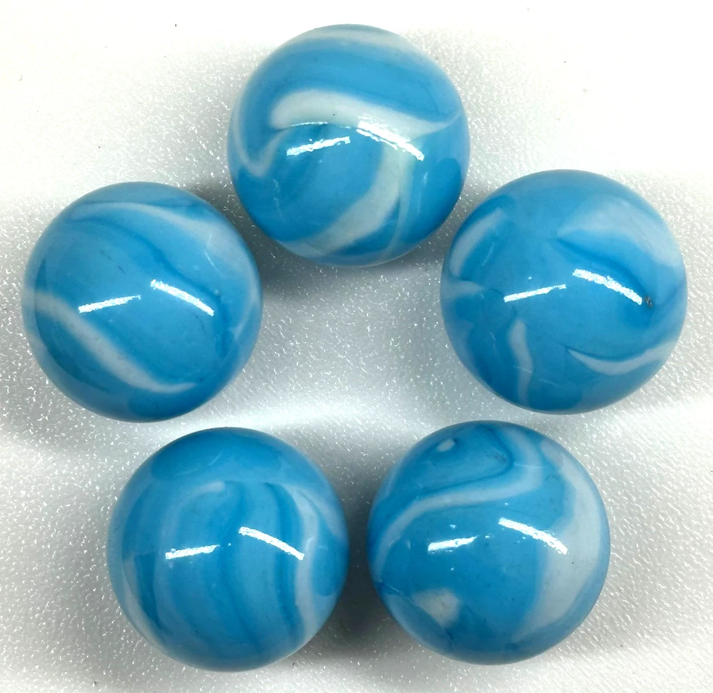 NEPTUNE Blue/White Glass Marbles 25mm (1 inch) SHOOTER Taw Lot – Big ...