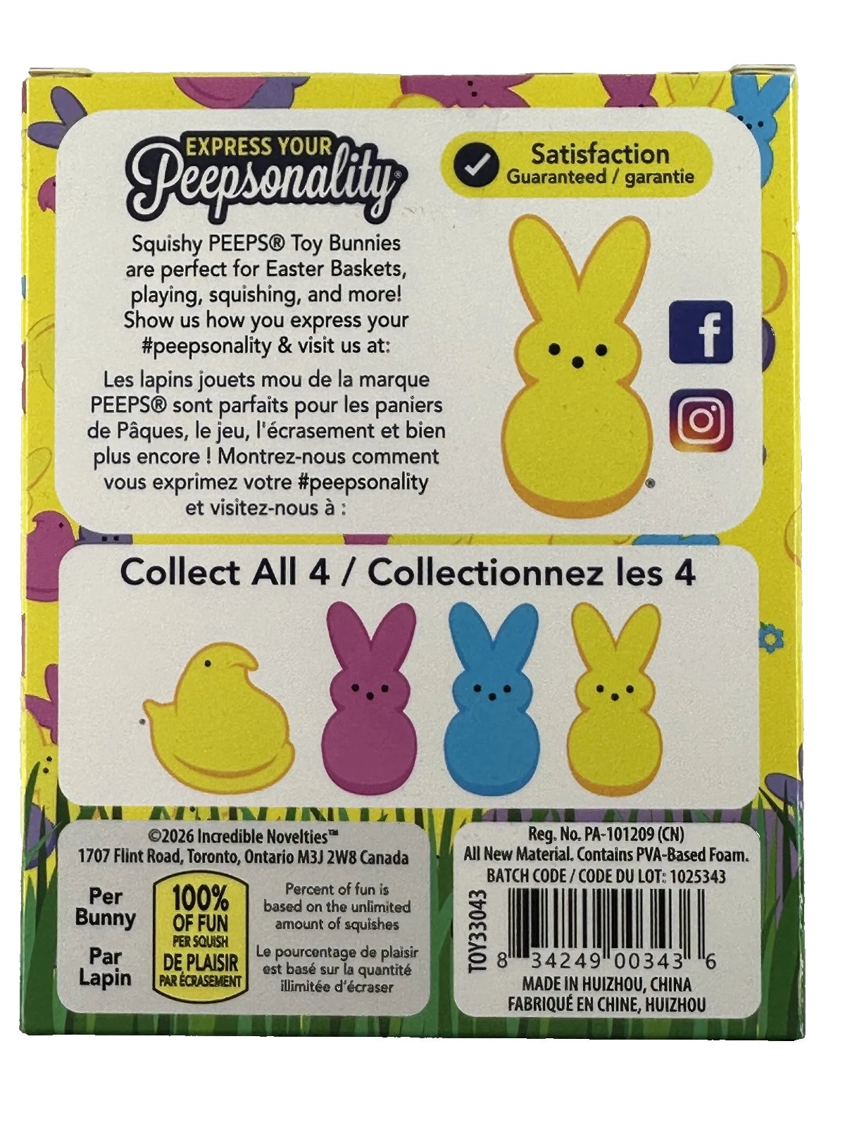 PEEPS BUNNY TOY Easter Rabbit SQUISHY Stretchy Fidget Squeeze Candy SCENTED