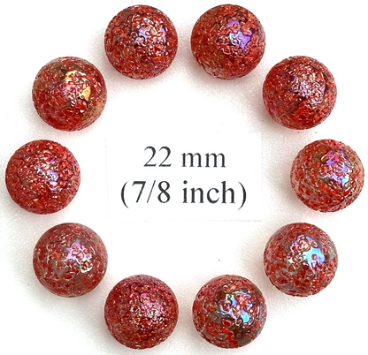 (Lot of 10) PRINCESS Clear/Pink Confetti Swirl Glass Marbles 22mm (7/8 inch) SHOOTER Taw Lot