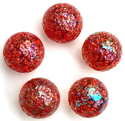 (Lot of 5) PRINCESS Clear/Pink Confetti Swirl Glass Marbles 22mm (7/8 inch) SHOOTER Taw Lot