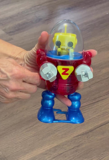 Z Classics Wind-Ups MERLIN Yellow Alein Walking Neutron Robot Plastic Toy 7.5"