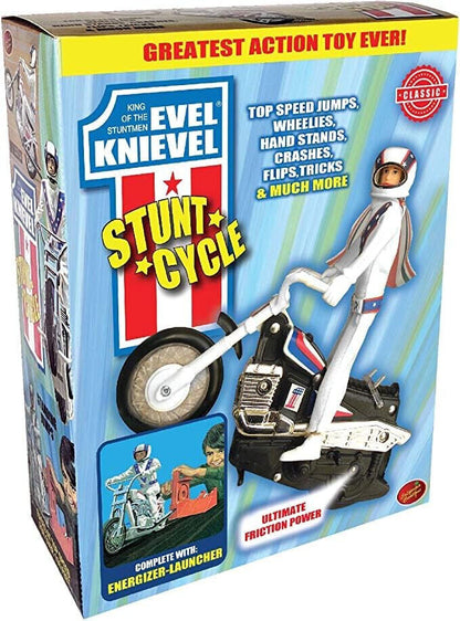 Evel Knievel Stunt Cycle Toy-Wind Up Energizer Launcher