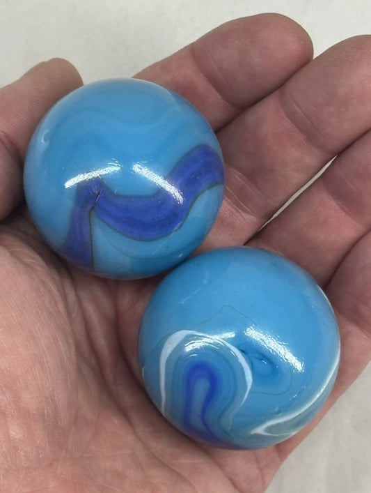 2 MAMMOTH 42mm ICE BLUE Glass Marbles