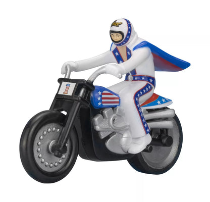 MINI Evel Knievel RIP-CORD ssp Racer Daredevil Stunt Cycle Toy Trail Bike w/Ramp