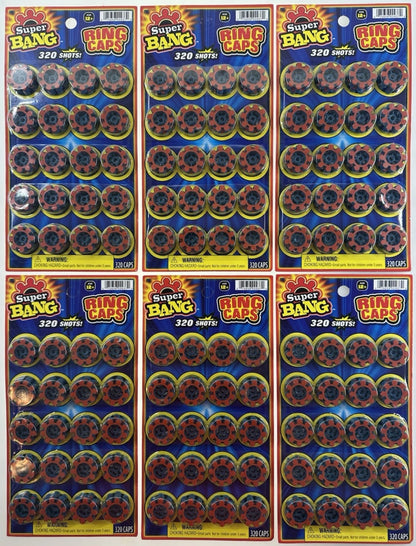 (6 Packs) 8 Shot SUPER BANG Plastic Ring Caps For Gonher Brand Guns - 1920 Total Shots