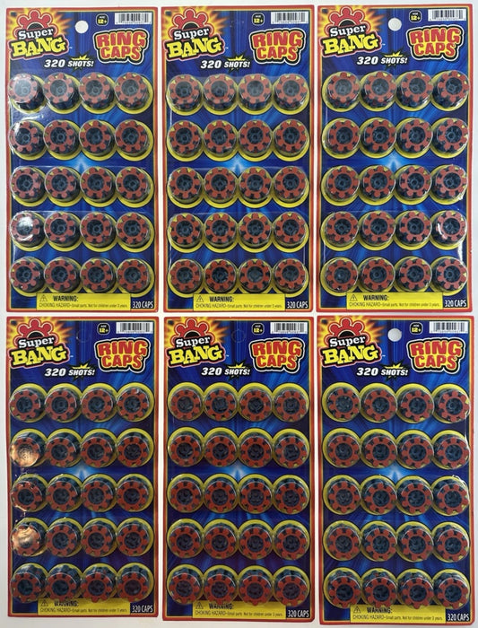 (6 Packs) 8 Shot SUPER BANG Plastic Ring Caps - 1920 Total Shots