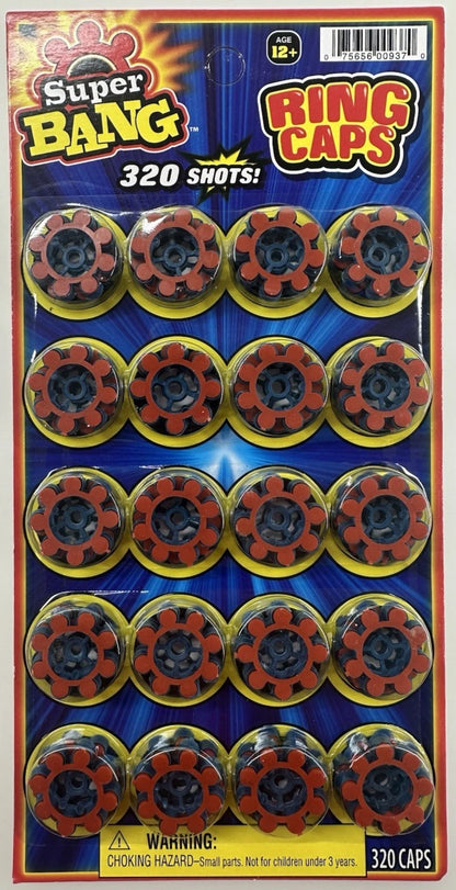 (ONE pack) 8 Shot SUPER BANG Plastic Ring Caps For Gonher Brand Guns - 320 Total Shots