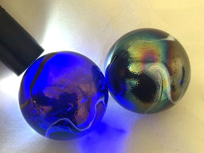 2 BOULDERS 35mm SNORKLE Glass Marbles