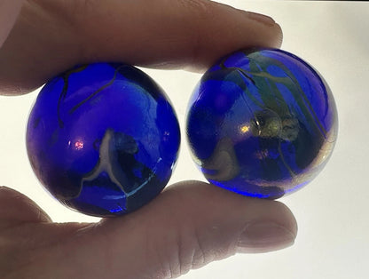 2 BOULDERS 35mm SNORKLE Glass Marbles