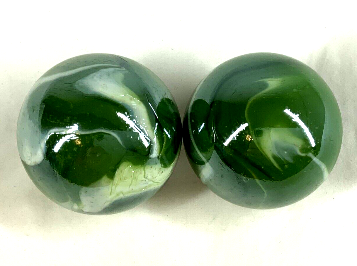2-boulders-42mm-1-5-8-fungus-marbles-glass-ball-green-white-iridescent-large-swirl