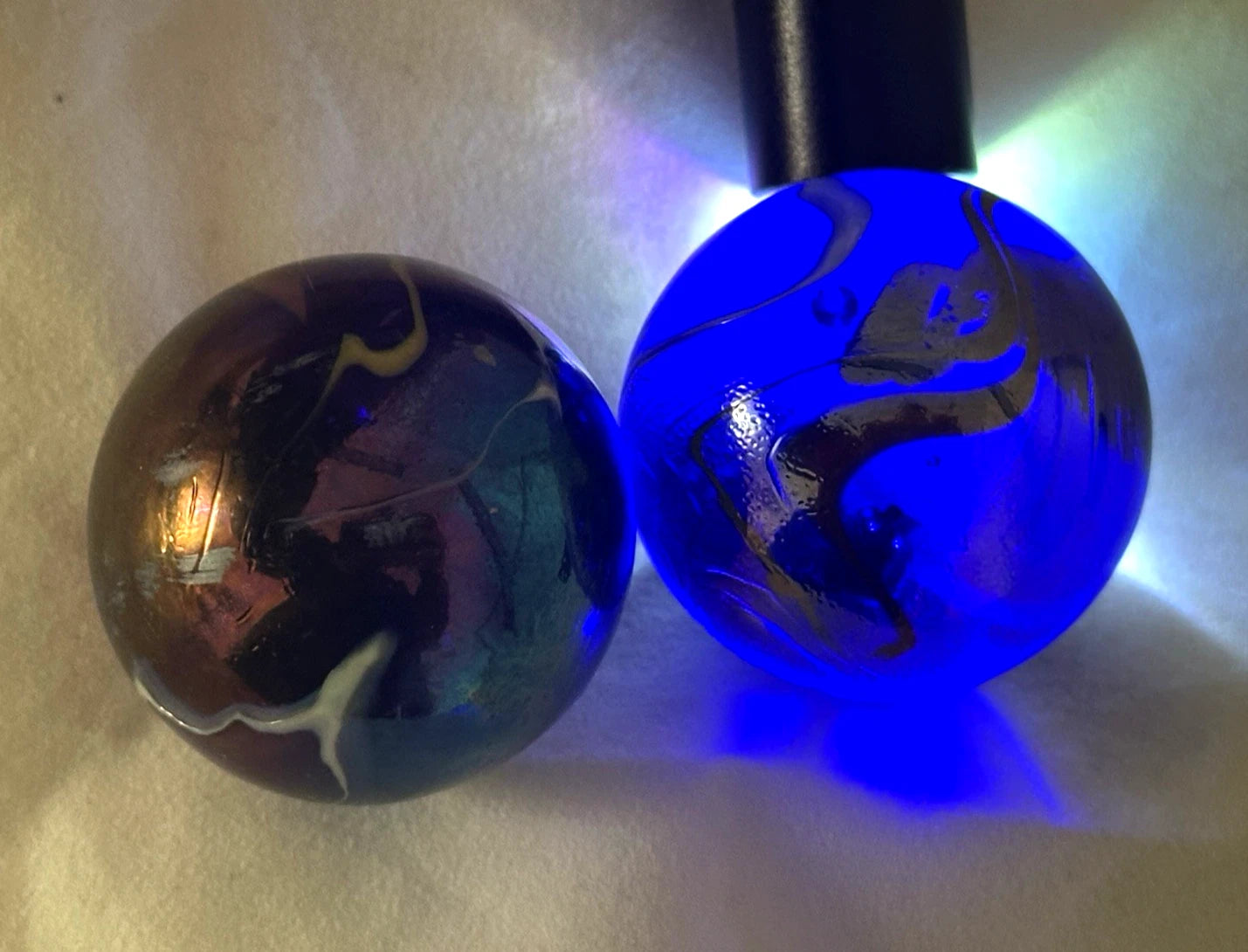 2 BOULDERS 35mm SNORKLE Glass Marbles