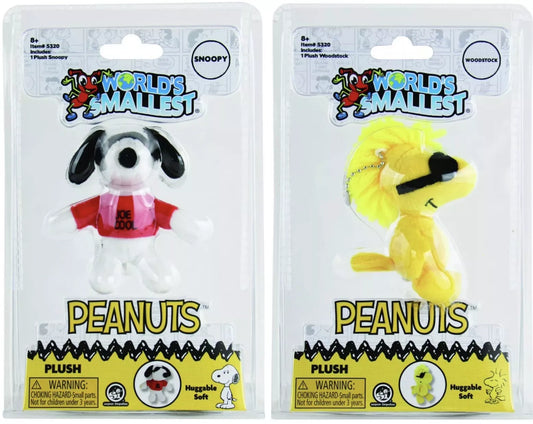 (Set of 2) World's Smallest PEANUTS SNOOPY & WOODSTOCK Plush Keychain Figures