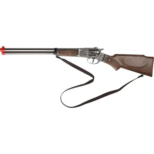 TOY Rifle Revolver Metal Cap Gun 8-Shot Capgun Gonher Spain 24"