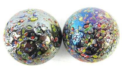 2 Boulders 35mm GLITTERBOMB Marbles glass ball Metallic Iridescent Confetti HUGE