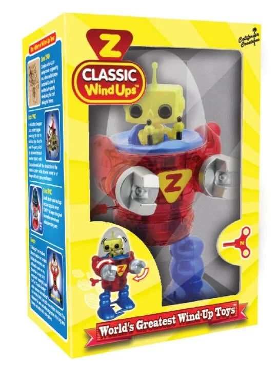 Z Classics Wind-Ups MERLIN Yellow Alein Walking Neutron Robot Plastic Toy 7.5"