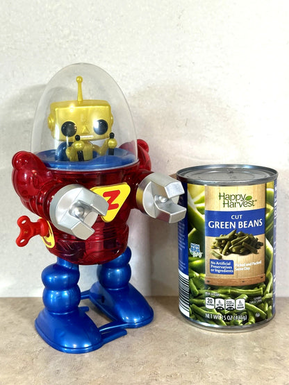 Z Classics Wind-Ups MERLIN Yellow Alein Walking Neutron Robot Plastic Toy 7.5"