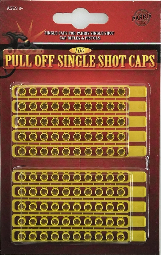 Pull-Off Single Shot Caps for PARRIS Brand Cap guns (100 per pack)