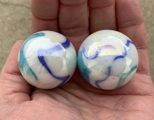 2 BOULDERS 35mm TIGER SHARK Glass Marbles